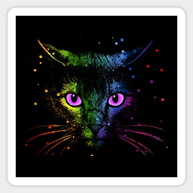 Rainbow drop Cat Face Sticker by meownarchy